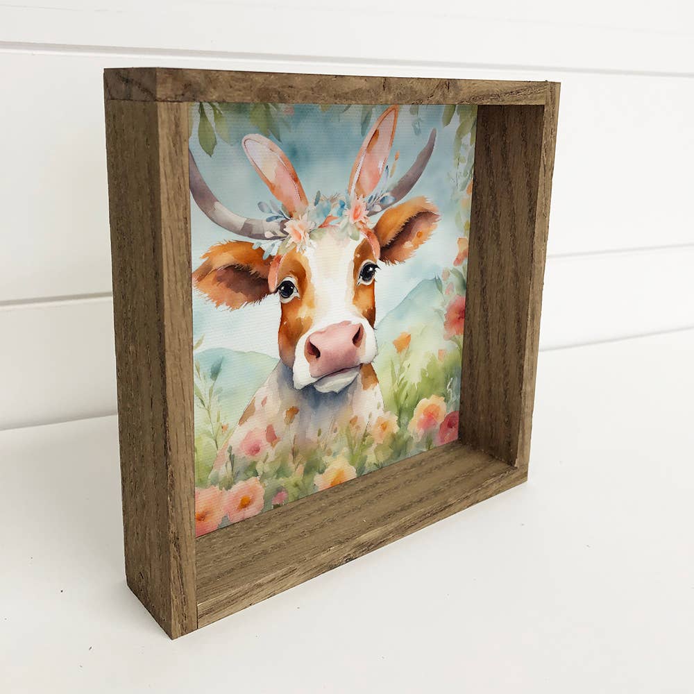 Cow Wearing Bunny Ears - Cute Farm Easter Canvas Art