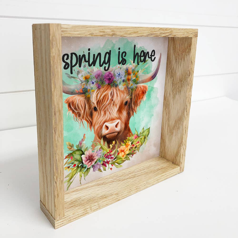 Spring Is Here Highland Cow - Cute Baby Cow - Spring Art