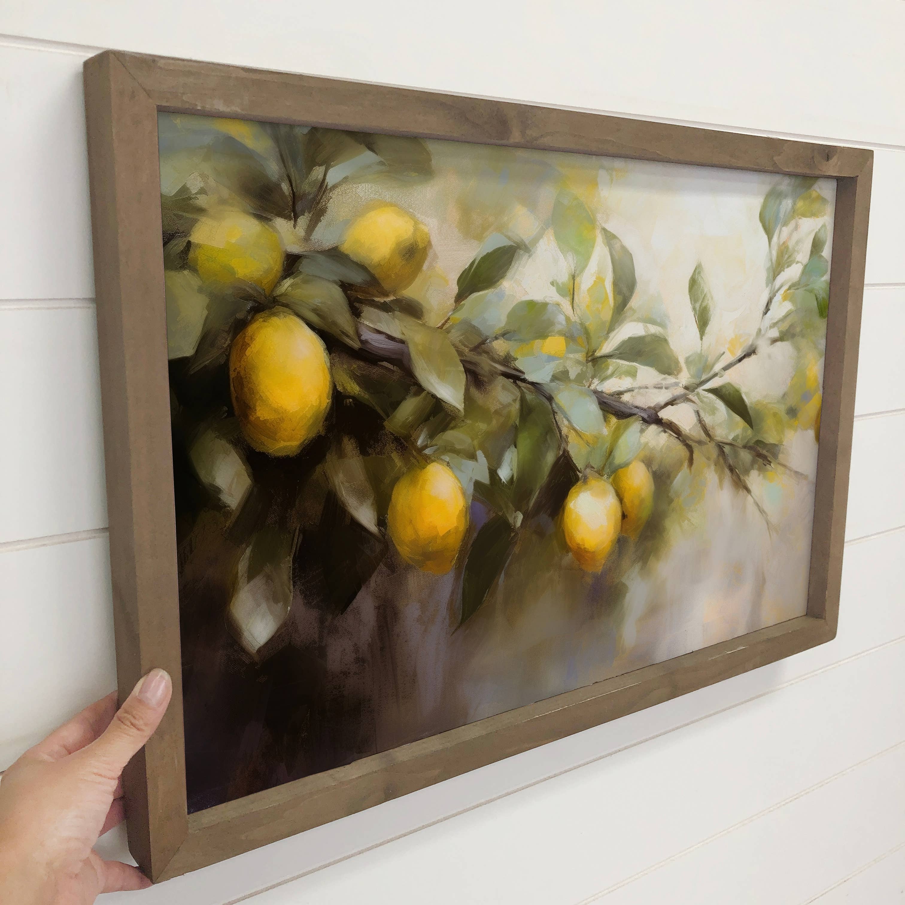 Lemon Branches Painting - Fruit Tree Canvas Art - Wood Frame
