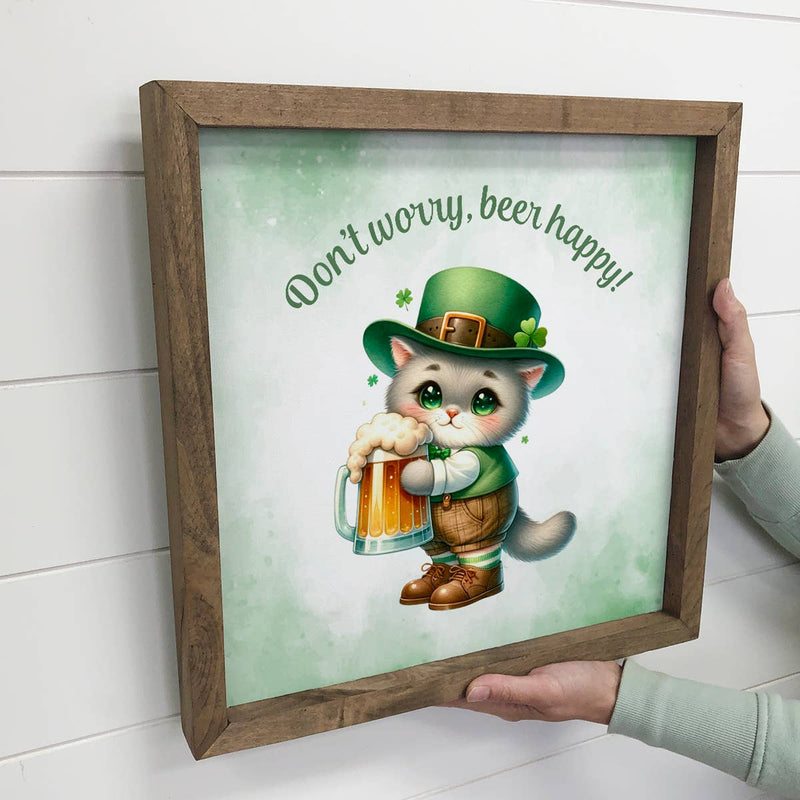 Don't Worry Beer Happy Canvas Art - St. Patrick's Day Art