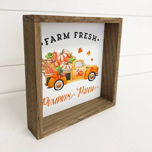 Orange Pumpkin Patch Vintage Truck Decor Gift Sign Wood Art