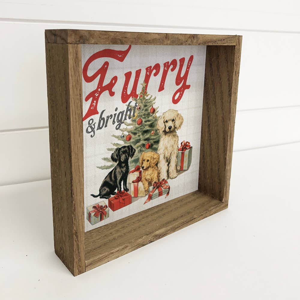 Furry & Bright - Cute Dog Holiday Wall Art - Funny Wall Art