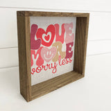 Love More Worry Less Retro - Valentines Day Canvas Art