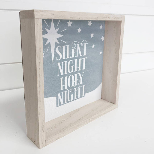 Christmas Sign- Silent Night Holy Night- Blue Christmas Sign