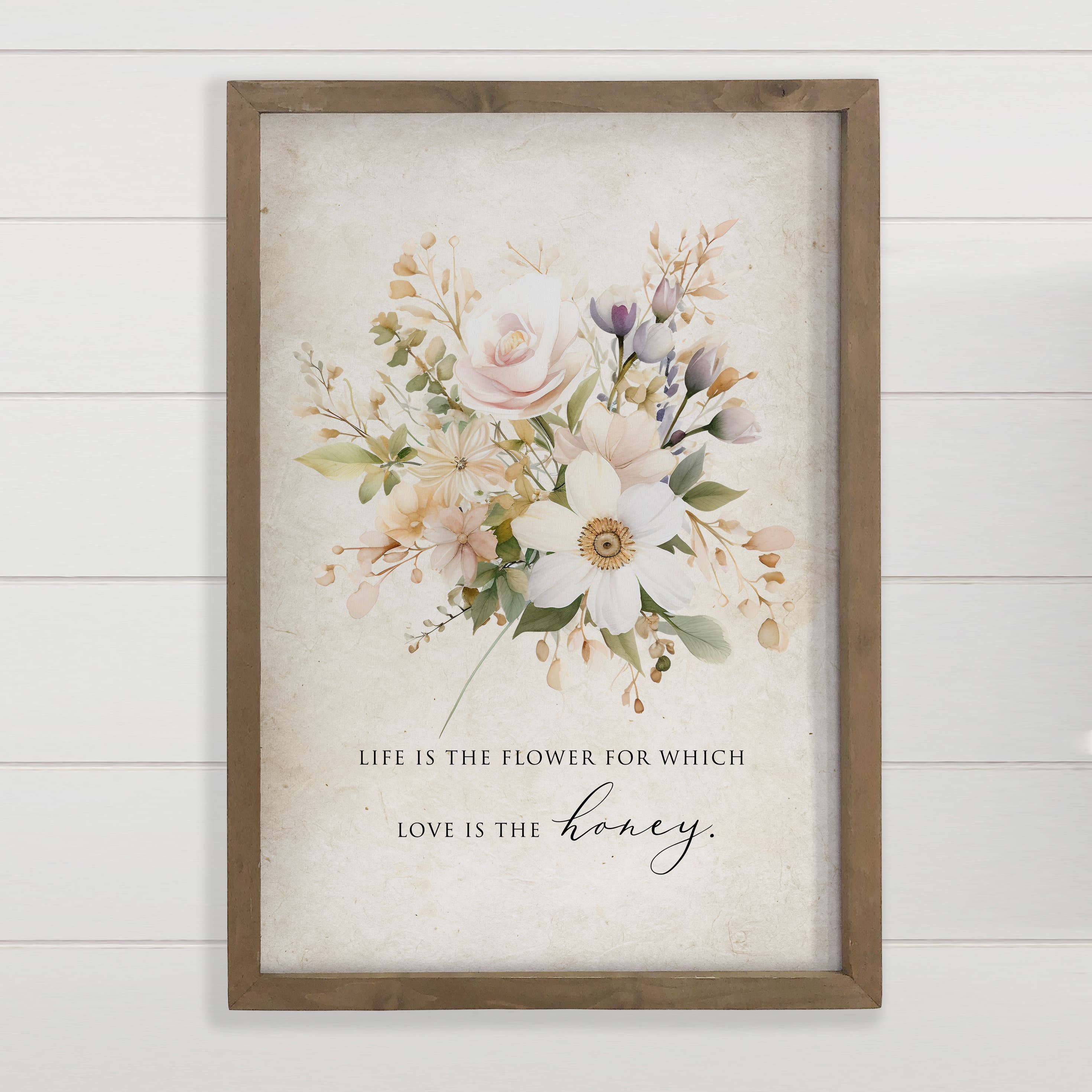 Life is the Flower - Flower Canvas Art - Wood Framed Decor