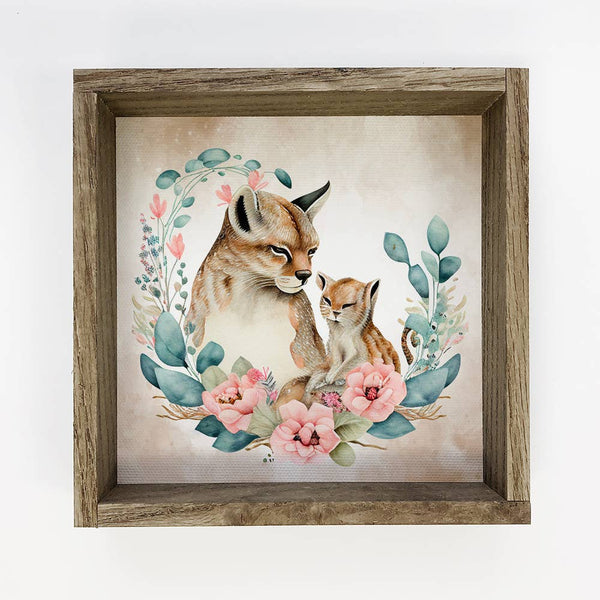 Mama and Baby Cougar Wood Sign - Mother's Day Decor for Mom