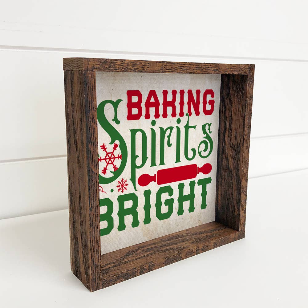 Baking Spirits Bright - Framed Holiday Sign - Christmas Sign