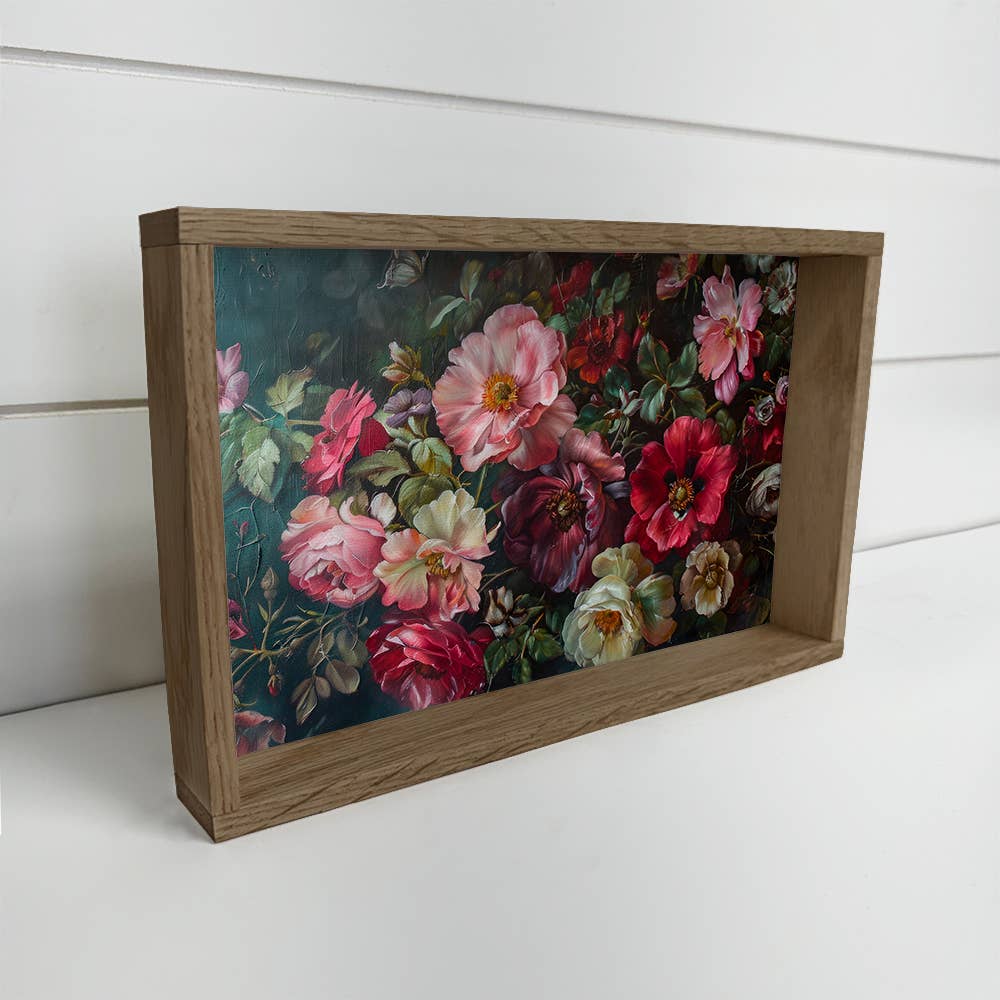 Moody Flowers - Flower Canvas Wall Art - Wood Framed Artwork
