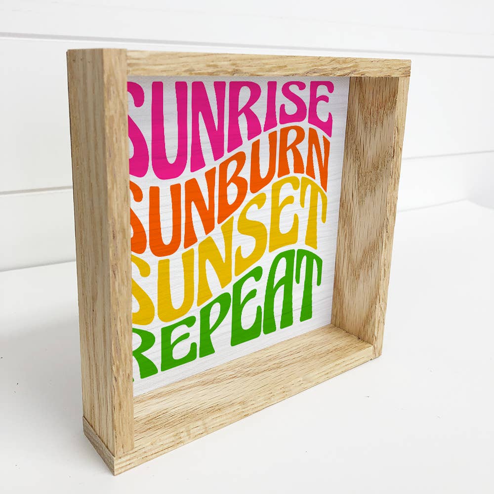 Sunrise Sunburn Sunset - Summer Word Art - Wood Framed Decor