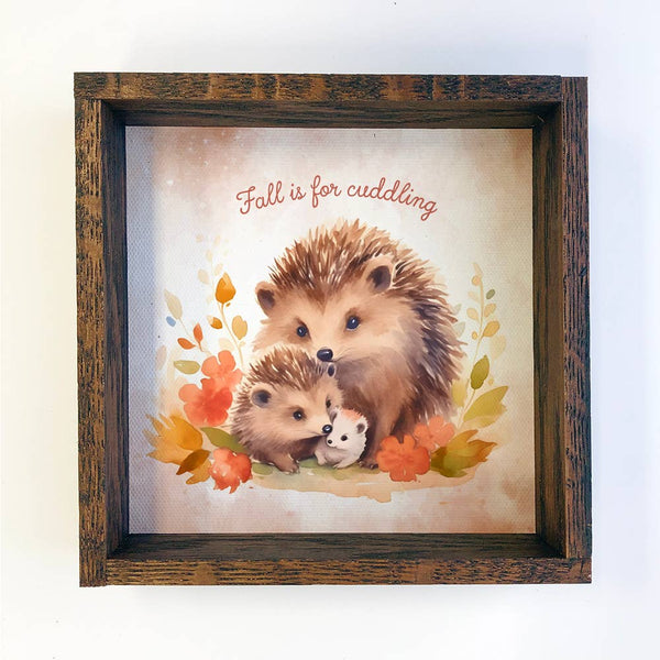 Cuddling Hedgehogs - Cute Fall Animal Wall Art - Framed Art