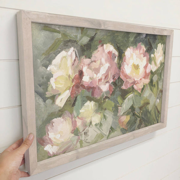 Rose Modern Painting - Farmhouse Wall Art - Wood Framed Art