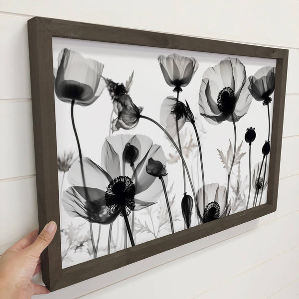 Poppies Silhouette - Nature Canvas Art - Wood Framed Decor