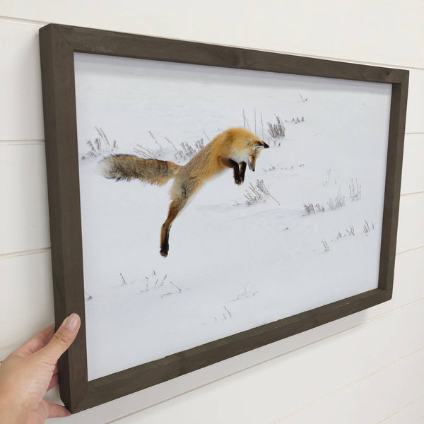 Hunting Fox I - Framed Wildlife Photograph - Cabin Wall Art