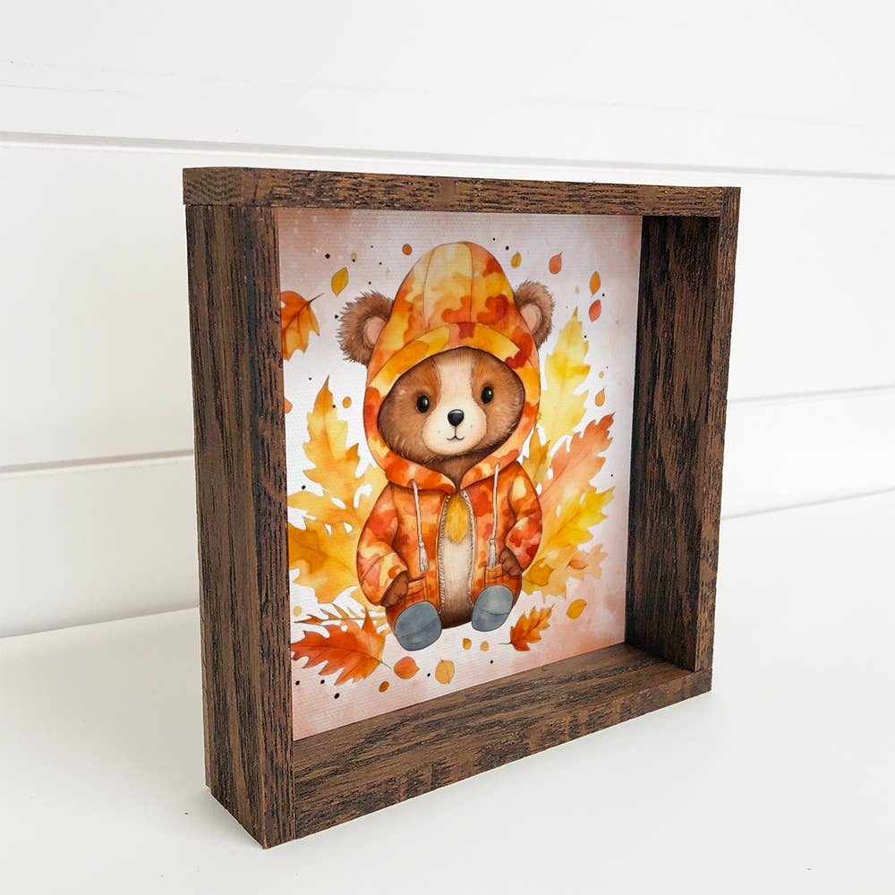 Fall Bear in a Sweater - Cute Autumn Bear - Fall Wall Art