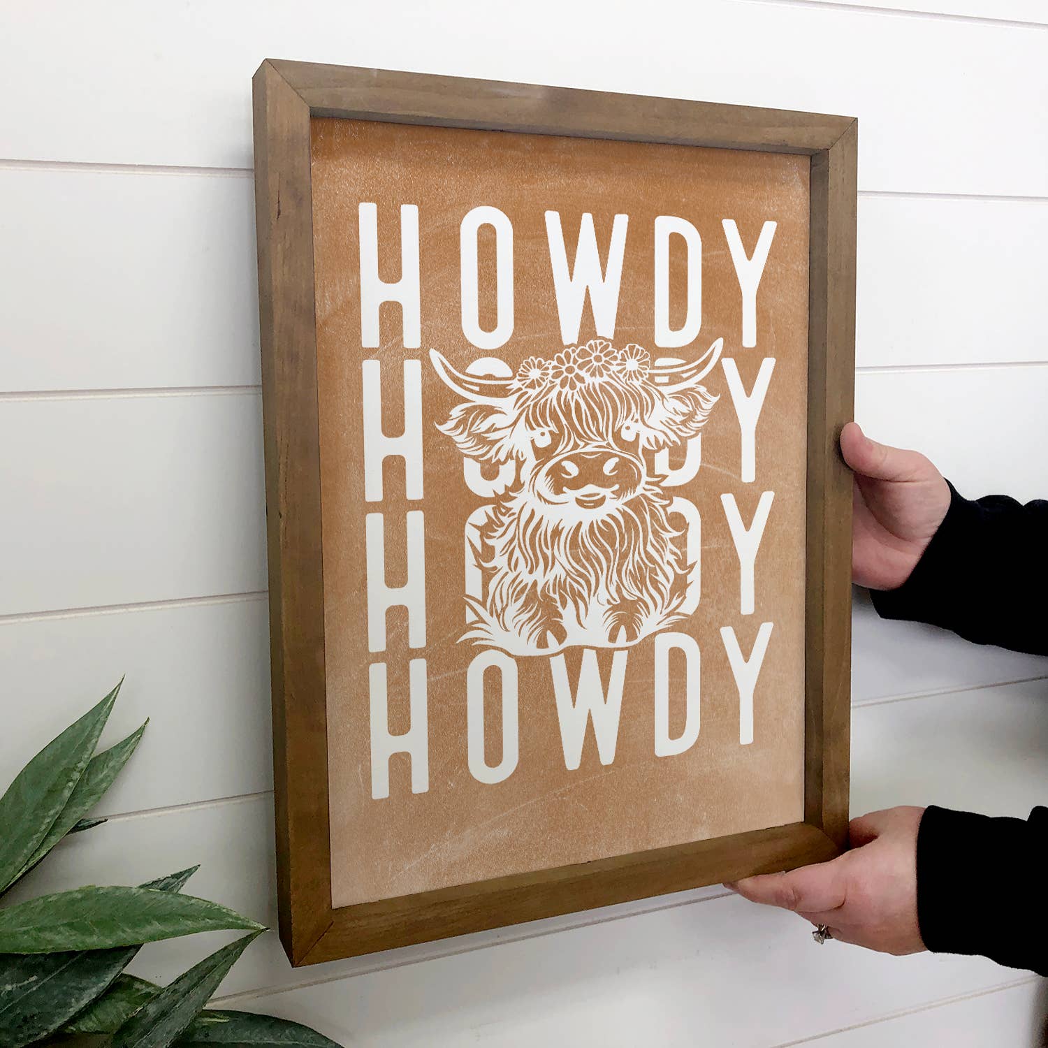 Howdy Highland Cow - Western Canvas Art - Wood Framed Art
