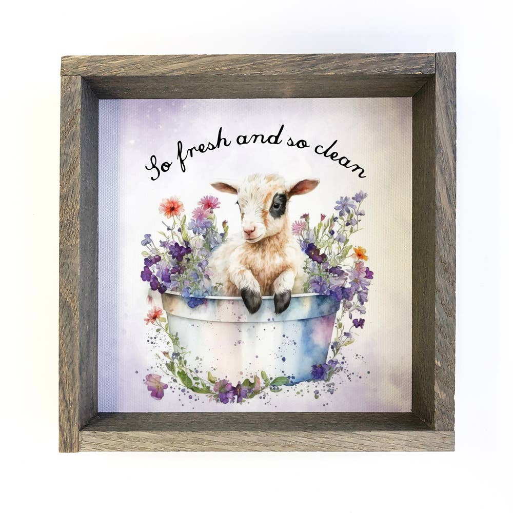 So Fresh & Clean Goat Bath - Cute Animal Canvas Wall Art