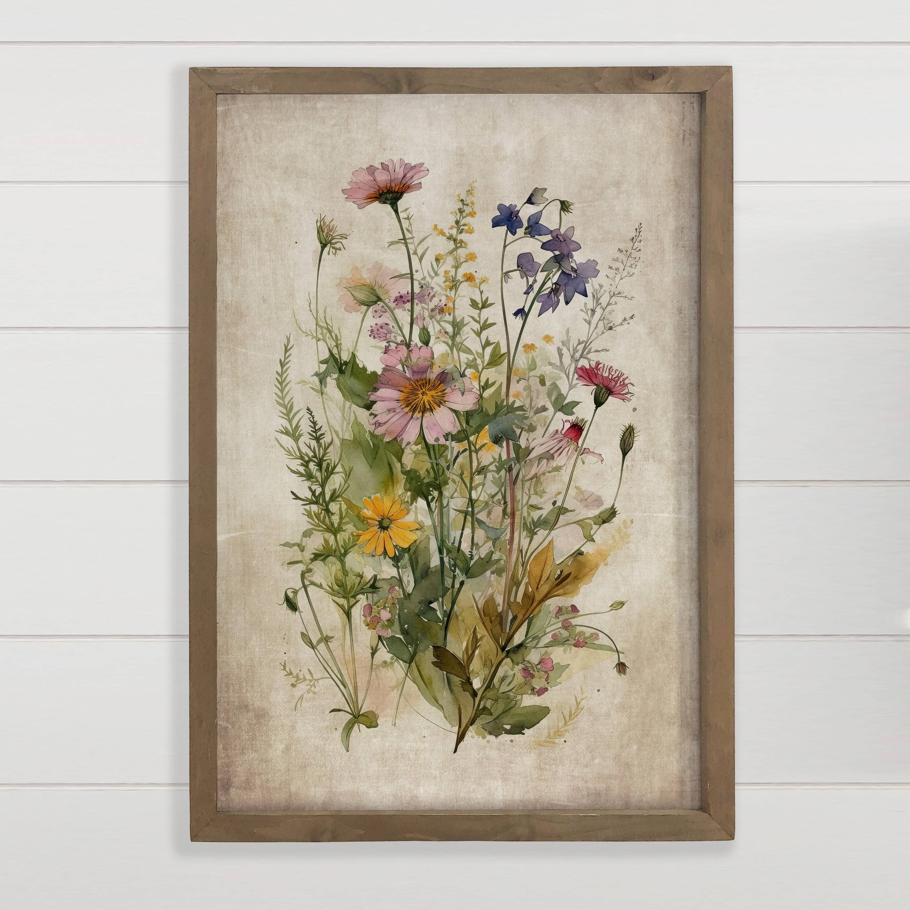 Gathered Wildflowers - Framed Flower Canvas Art - Farmhouse