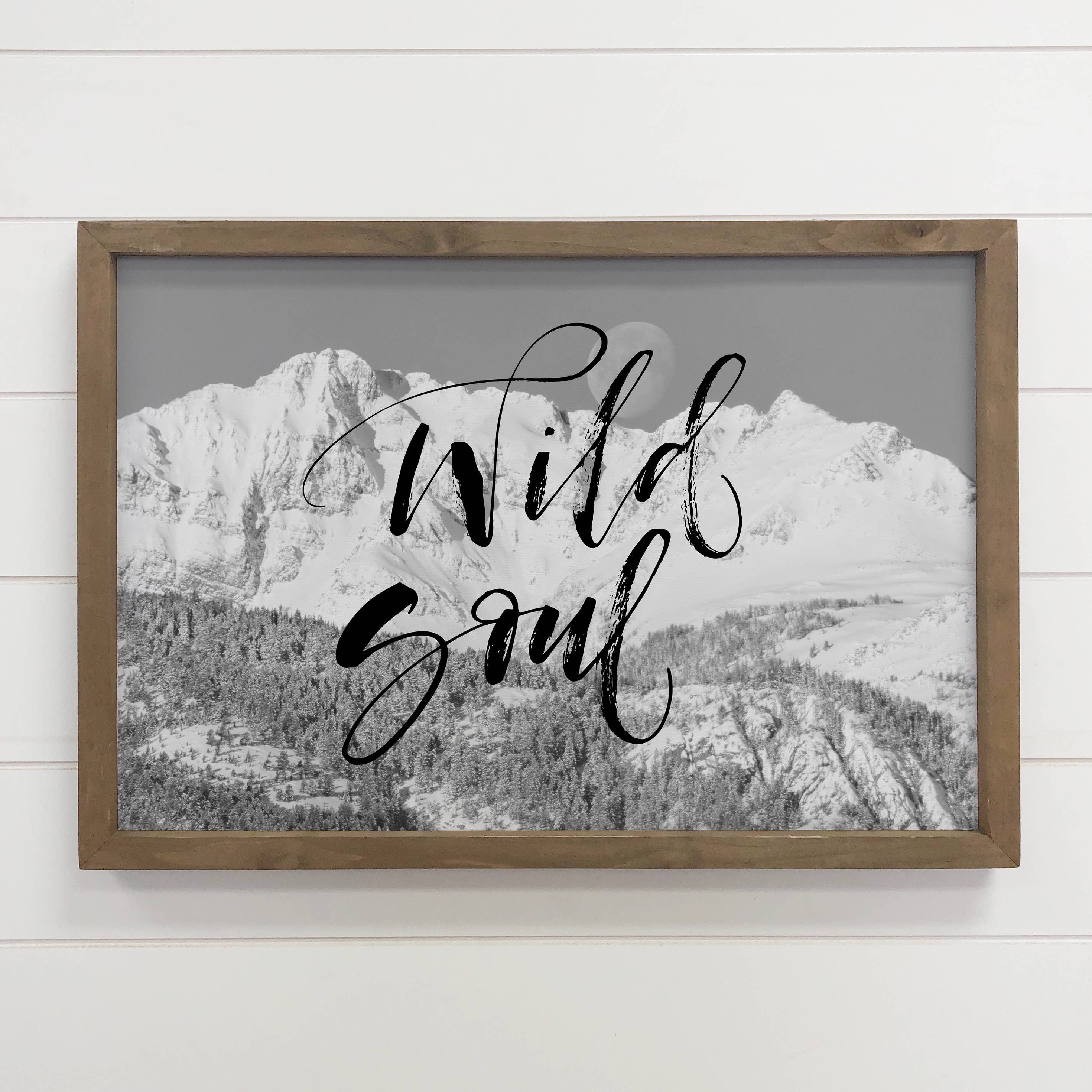 Wild Soul Mountains - Nature Word Art - Framed Canvas Art