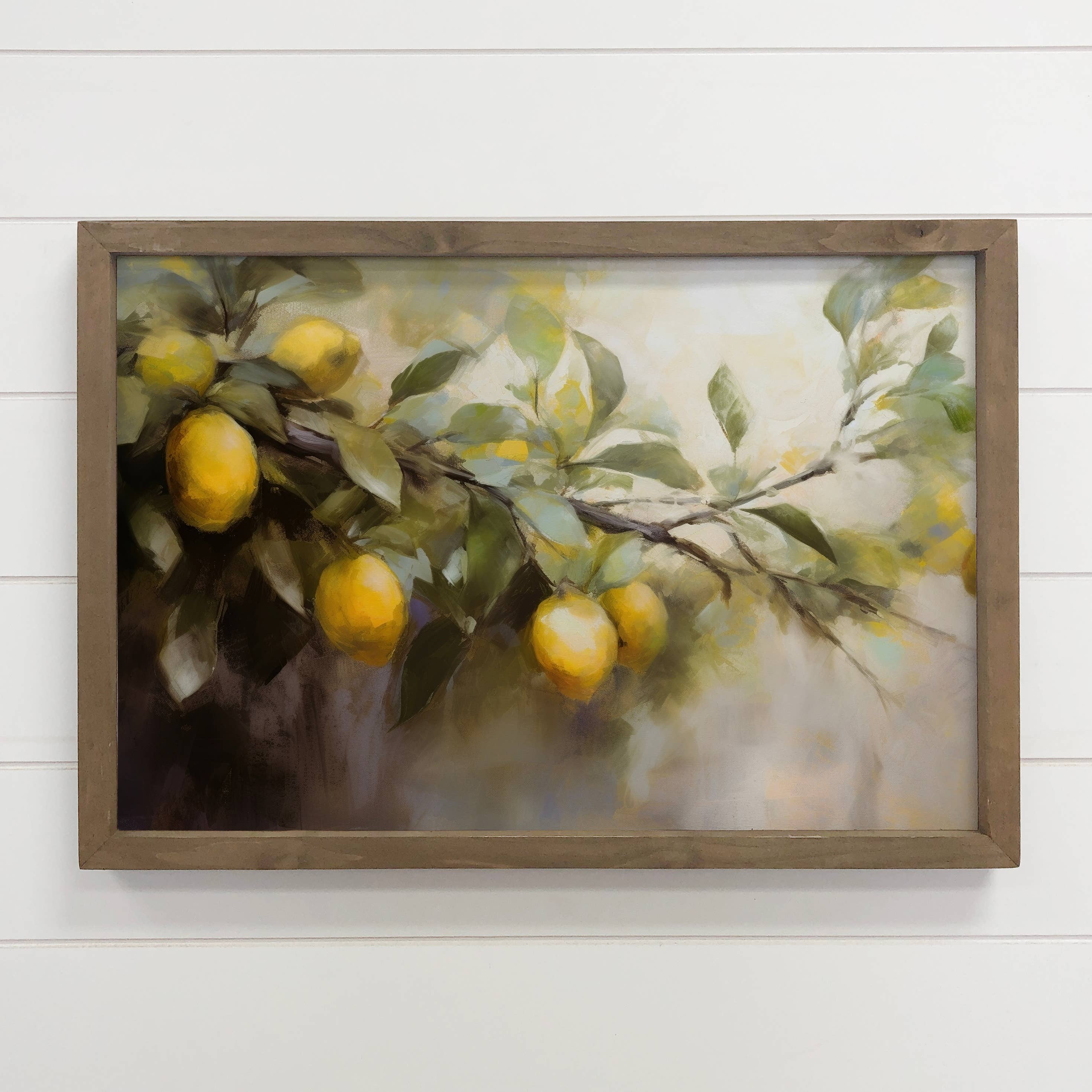 Lemon Branches Painting - Fruit Tree Canvas Art - Wood Frame