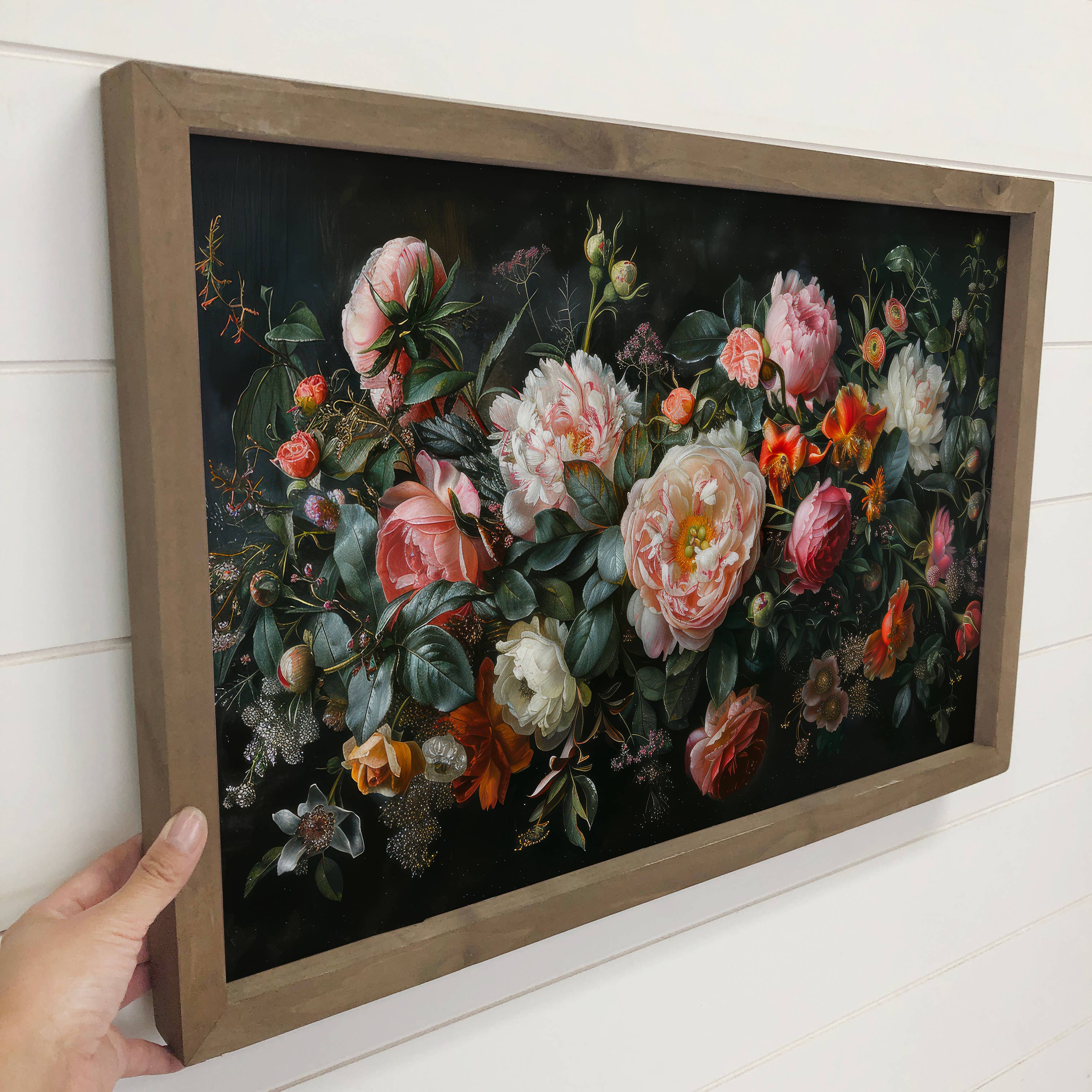 Detailed Floral Mural - Flower Canvas Art - Wood Framed Art