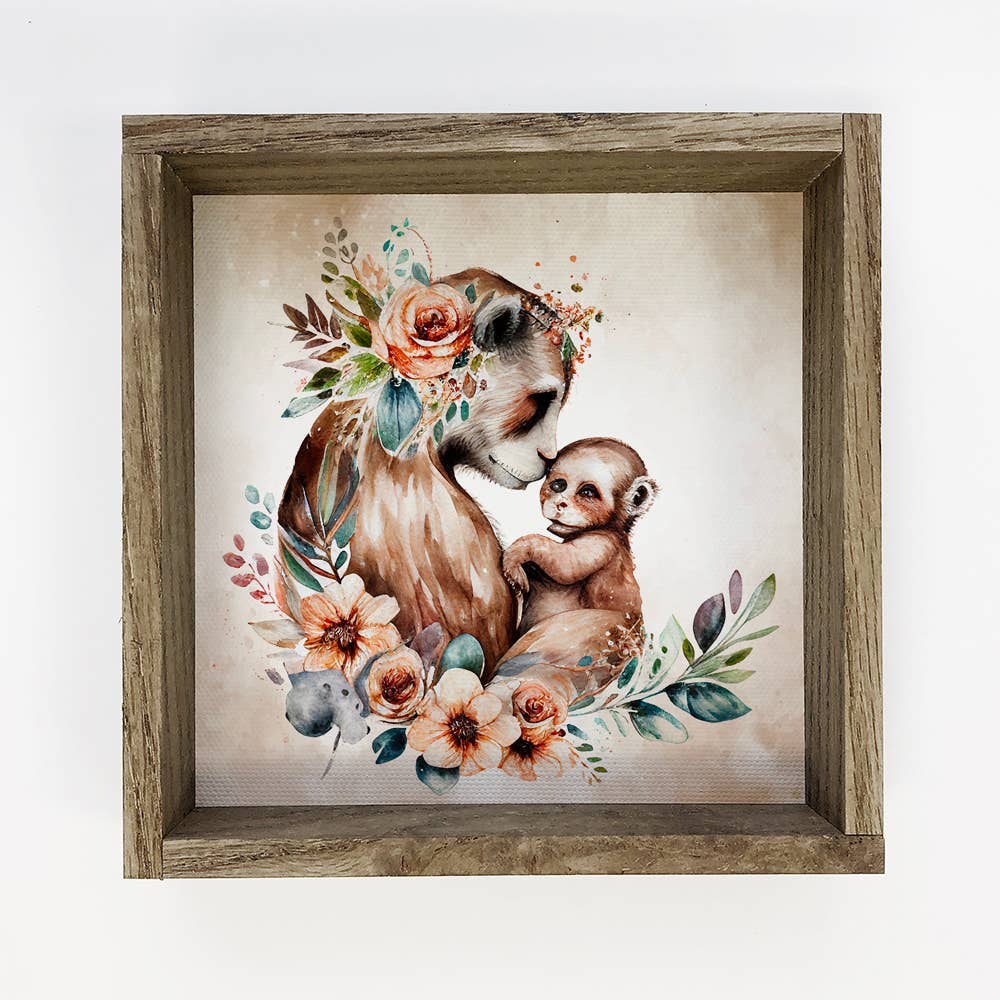 Mama and Baby Monkey - Cute Mother's Day Sign for Moms