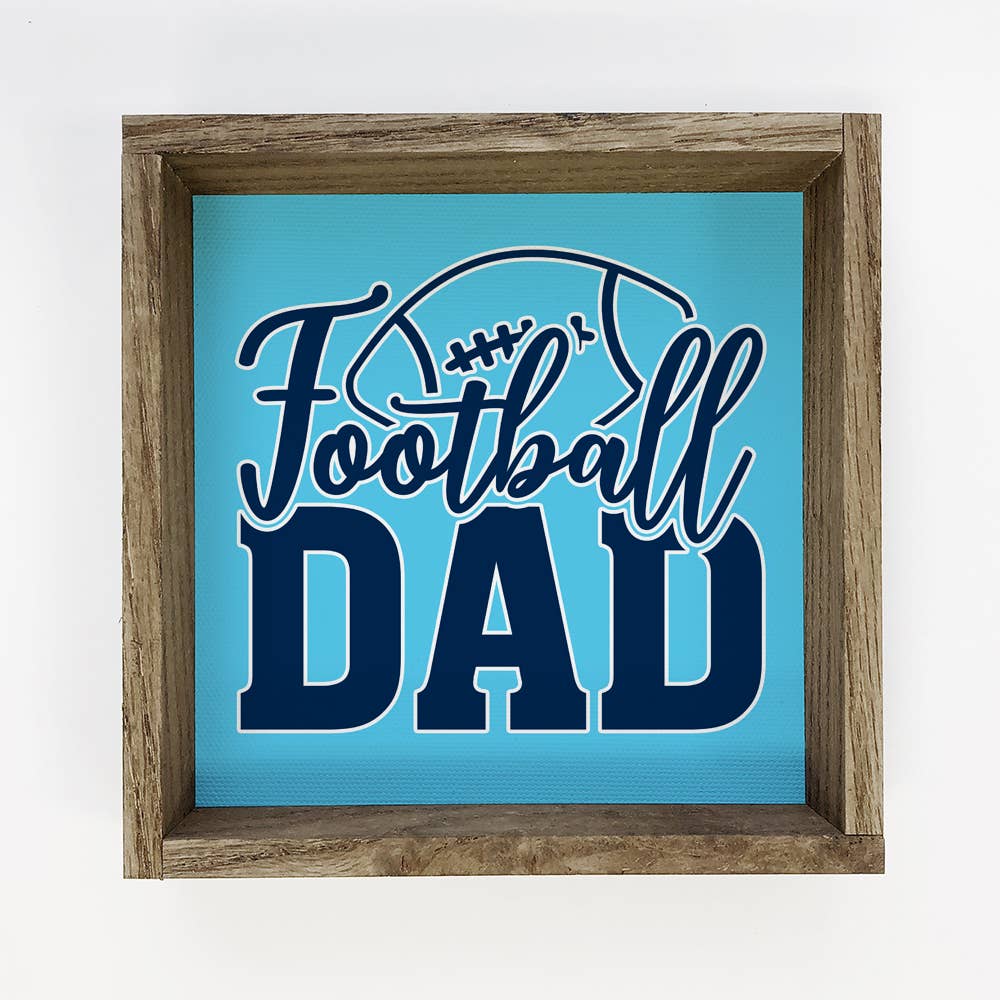 Custom Team Colors Football Dad Decor with Aged Oak Frame