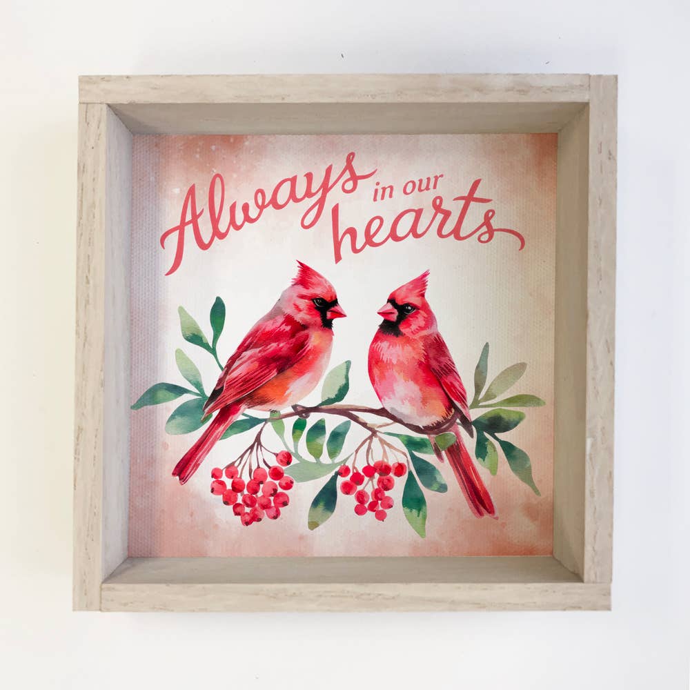 Two Cardinals Always in our Hearts - Red Bird Canvas Art