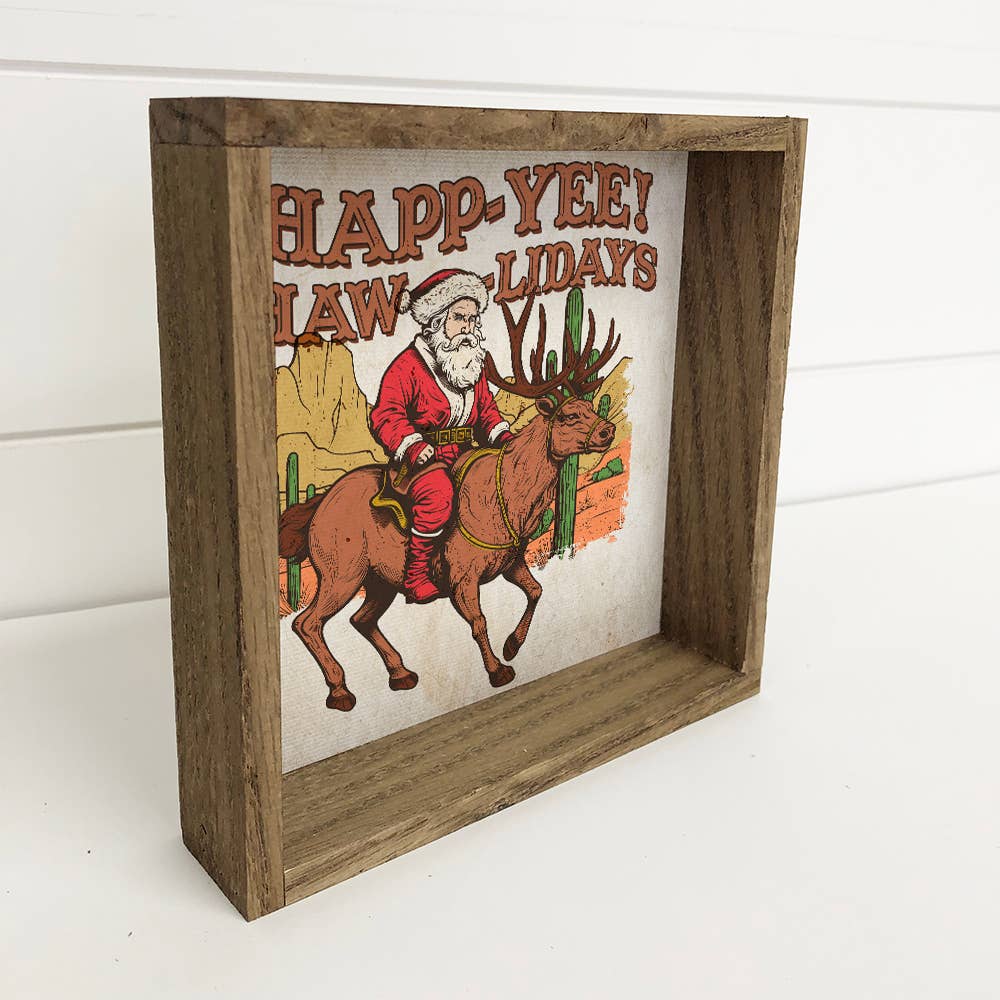 Western HappYee Hawlidays - Vintage Christmas Canvas Art