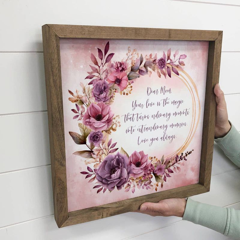 Dear Mom Purple Flowers Wall Art - Mothers Day Canvas Art