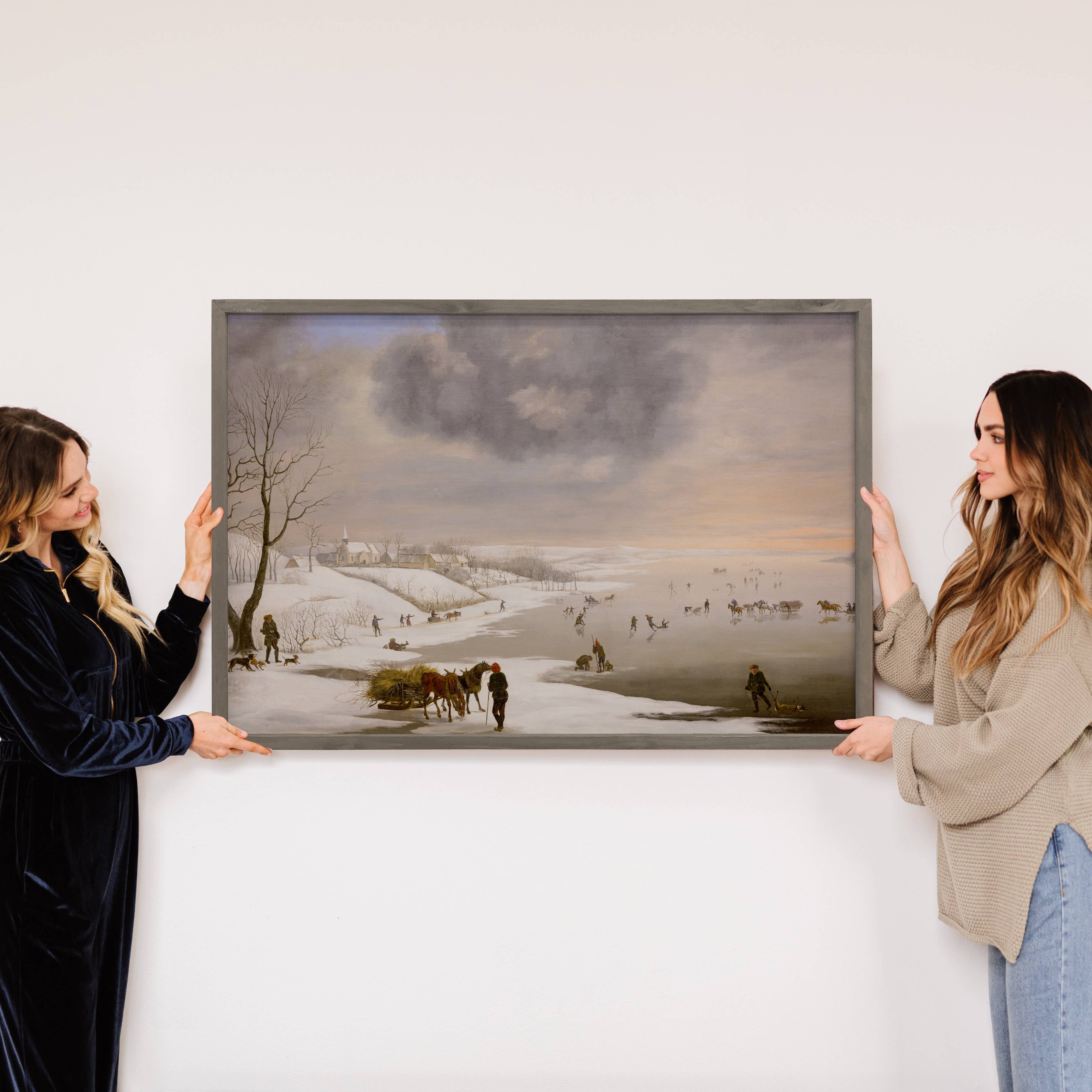 Vintage Winter Ice Skating Scene - Winter Landscape Canvas