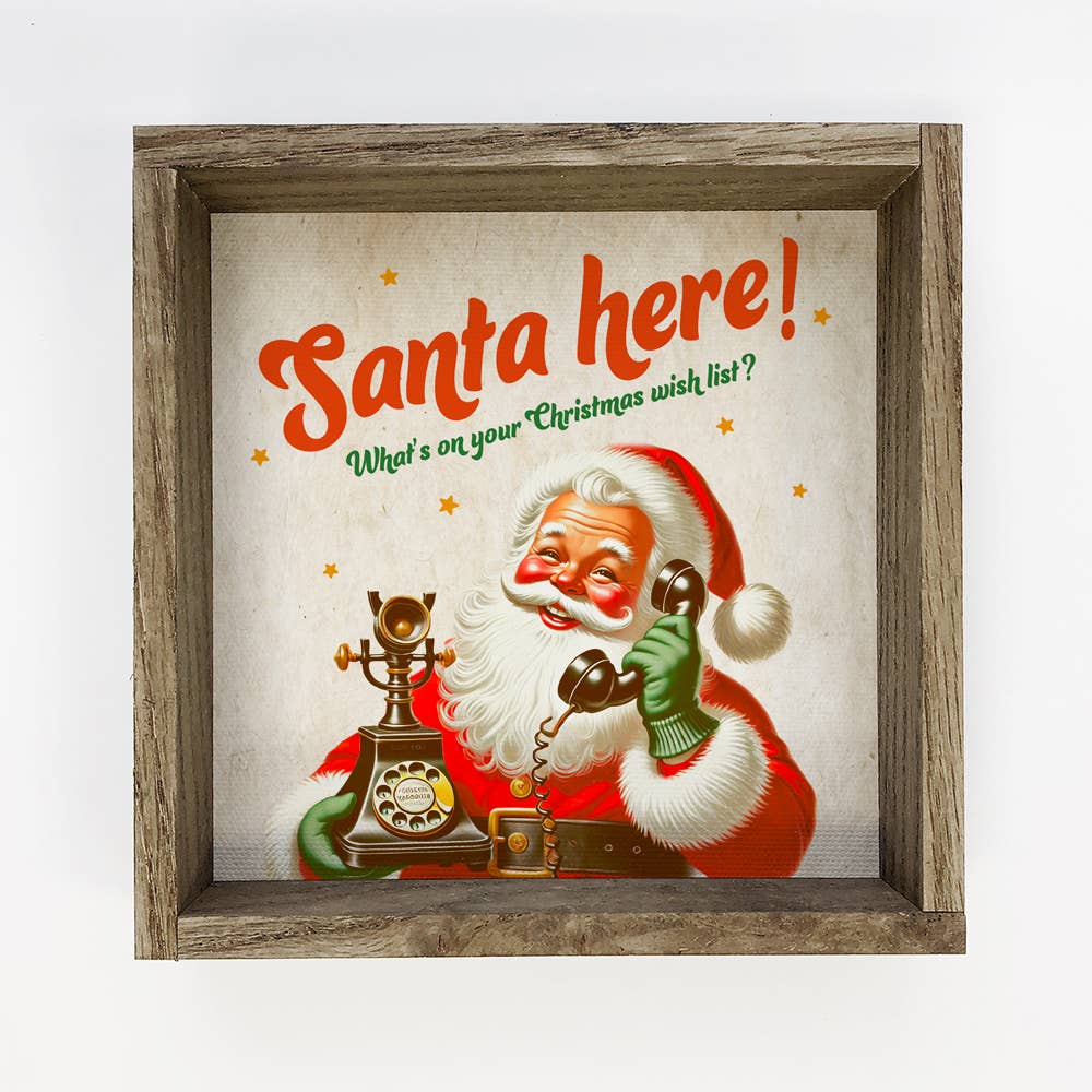 Set of 6 Vintage 1950s Christmas Signs with Retro Santa