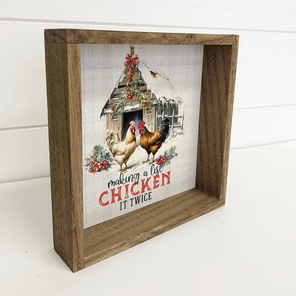 Making a List Chicken it Twice - Framed Holiday Canvas Art
