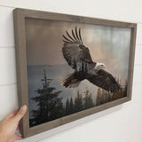 Eagle Trees Double Exposure -Wood Framed Wildlife Canvas Art