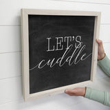 Let's Cuddle Canvas Small Decor with Whitewash Frame