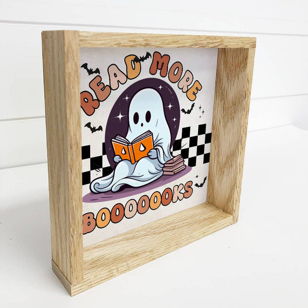 Read More Books Retro Ghost - Cute Halloween Framed Wall Art