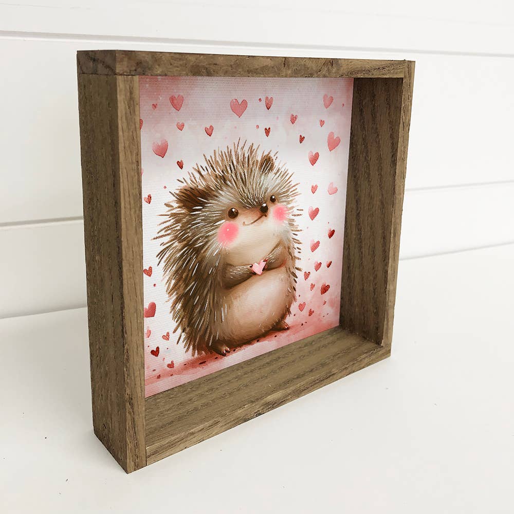 Hedgehog Love Hearts - Cute Hedgehog Canvas Art - Framed Art