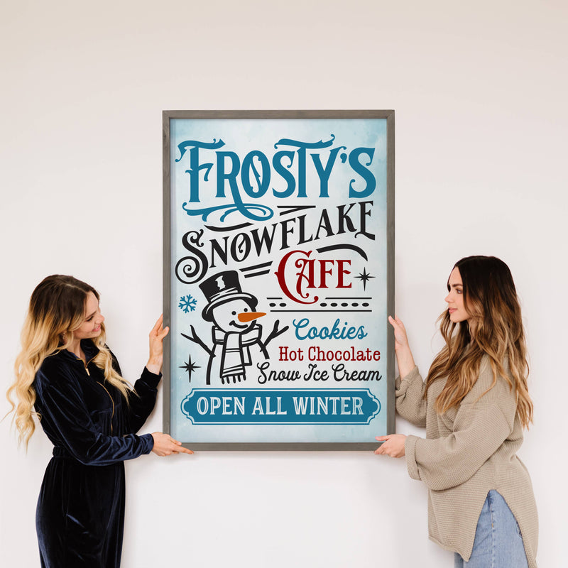 Frosty's Snowflake Cafe - Framed Holiday Word Sign - Kitchen