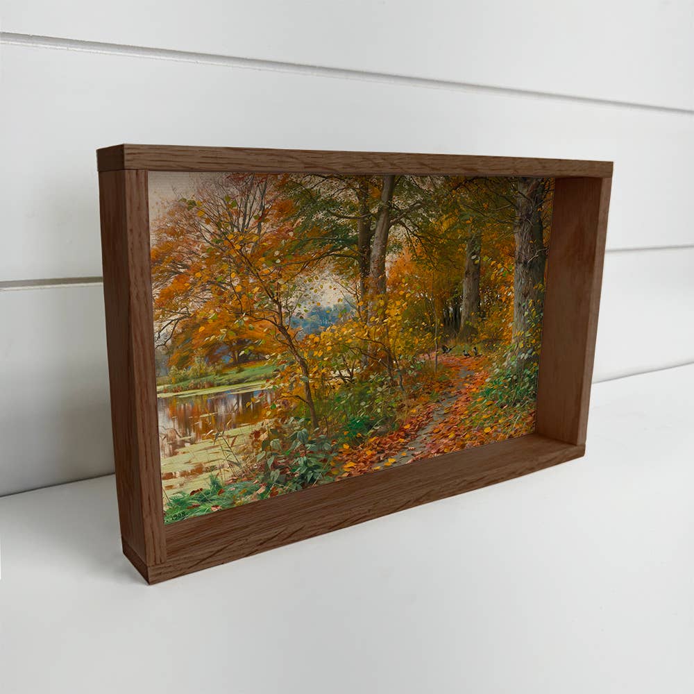 Fall Leaves Forest Path - Nature Landscape Canvas Art -