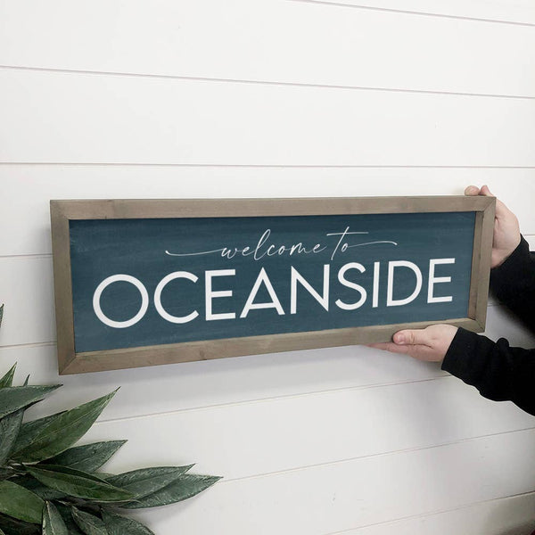 Personalized Welcome City Sign - Modern Welcome Oceanside