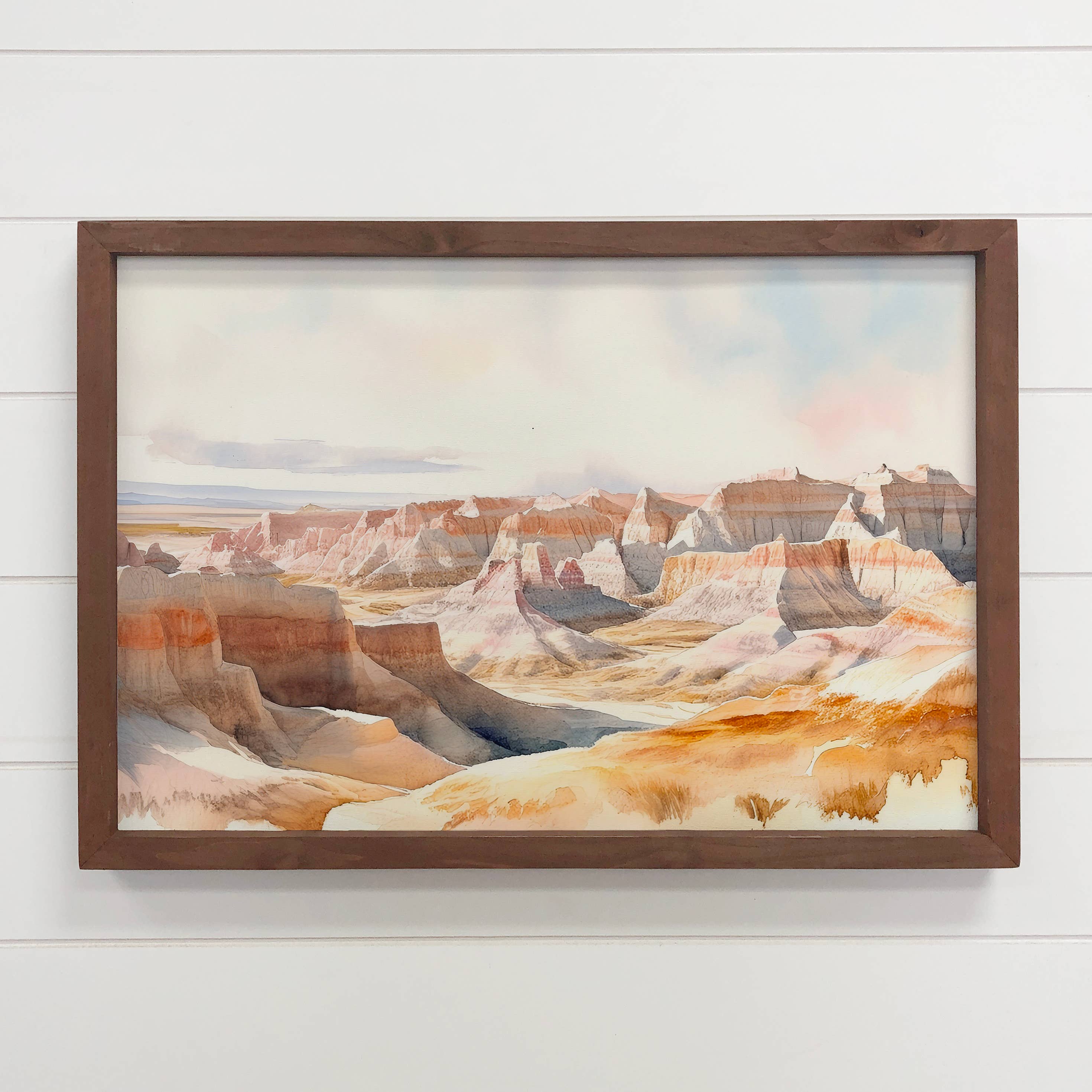 Badlands South Dakota Watercolor - Landscape Canvas Art