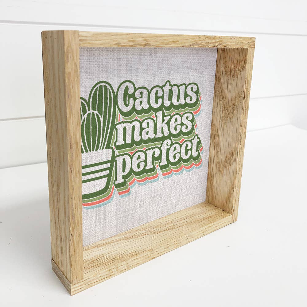 Cactus Makes Perfection - Funny Word Art - Framed Canvas Art