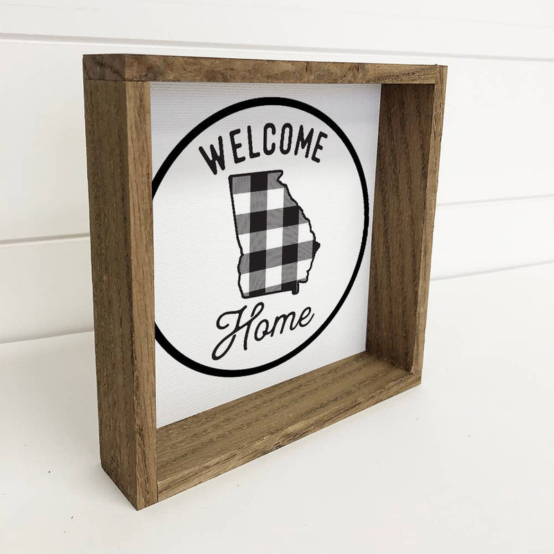 Welcome Home Georgia Buffalo Plaid Small Canvas Sign