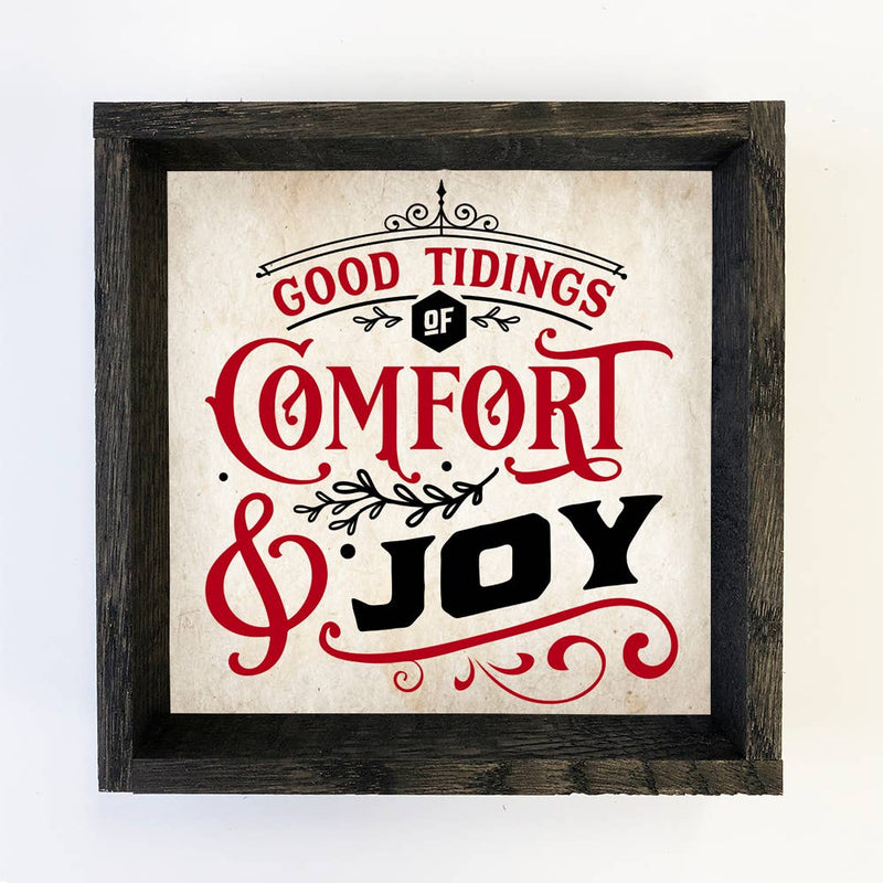 Good Tidings of Comfort & Joy Black & Red - Framed Word Sign