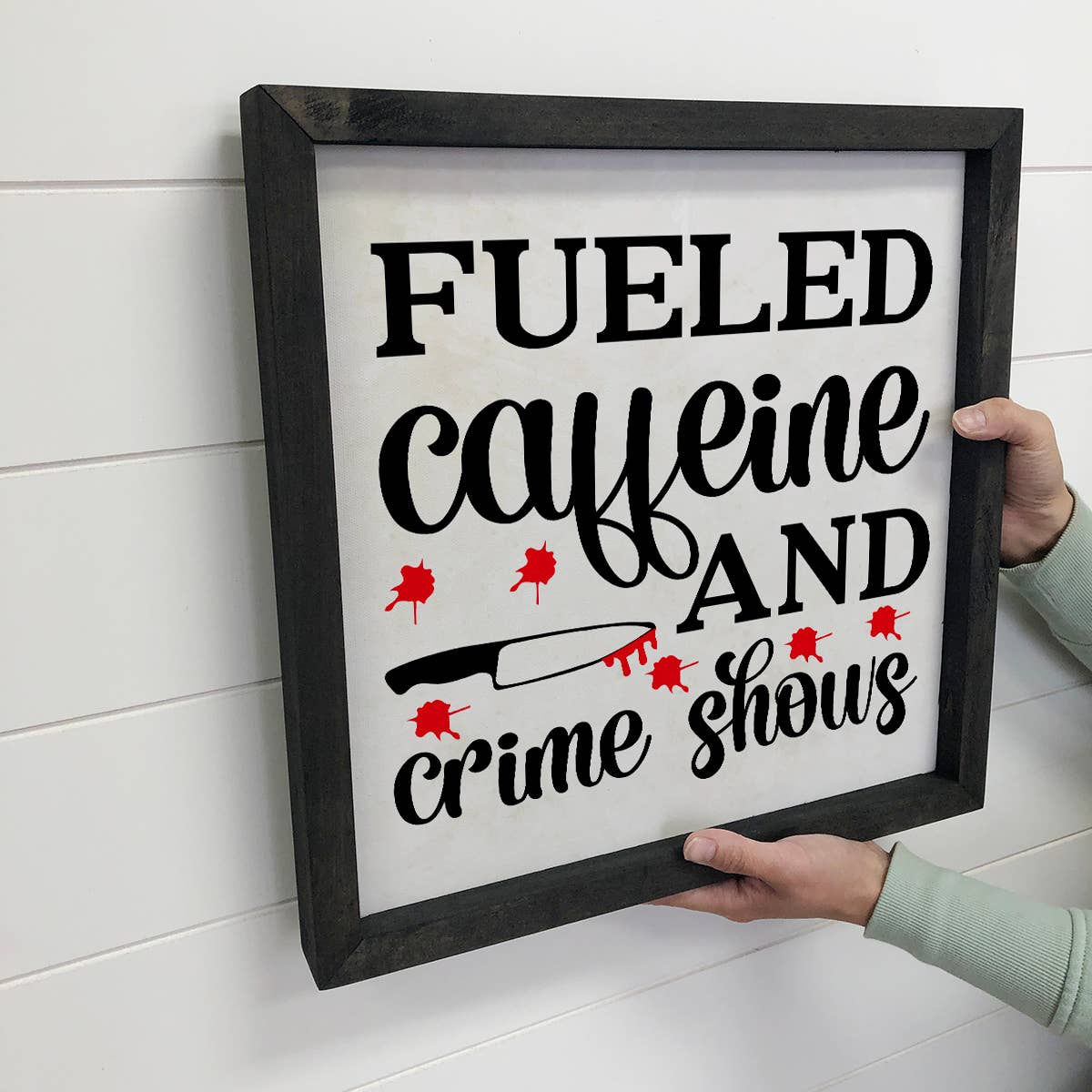 Caffeine & Crime with Ebony Frame Sign Room Decor