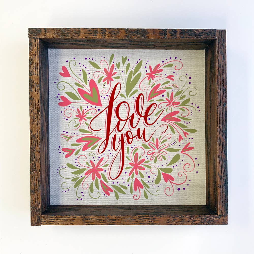 Love You Heart Flourish - Cute Heart Canvas Art - Framed Art