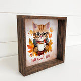 Fall Sweet Fall Cat - Cute Fall Animal Canvas Art - Framed