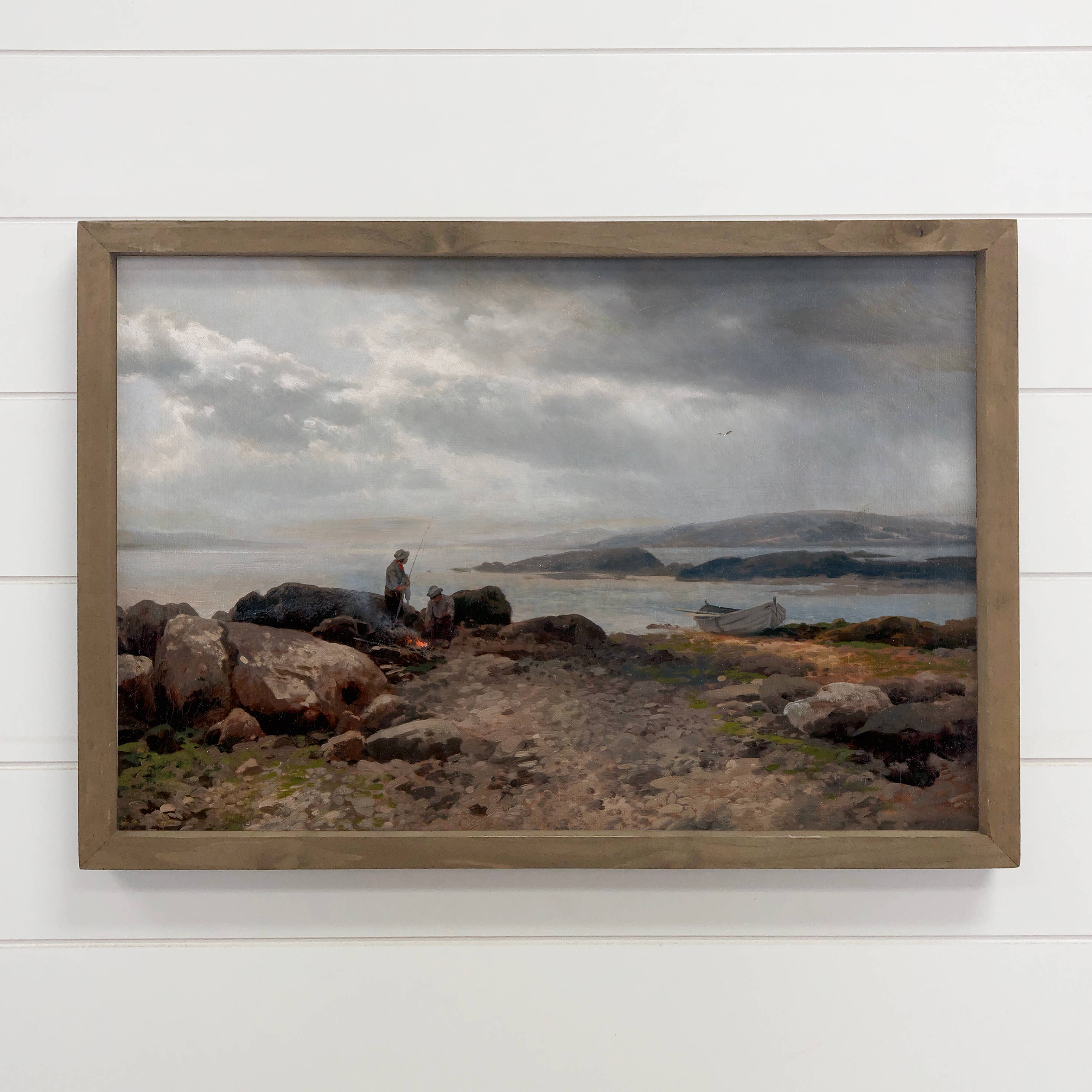 Fishing in Maine - Fishing Canvas Art - Wood Framed Wall Art