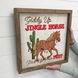 Western Giddy Up Jingle Horse - Vintage Christmas Word Art
