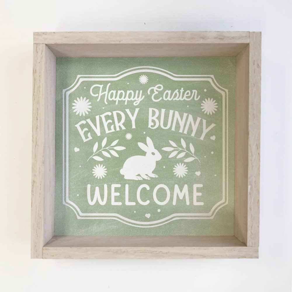 Happy Easter Every Bunny Welcome - Easter Wall Art - Framed