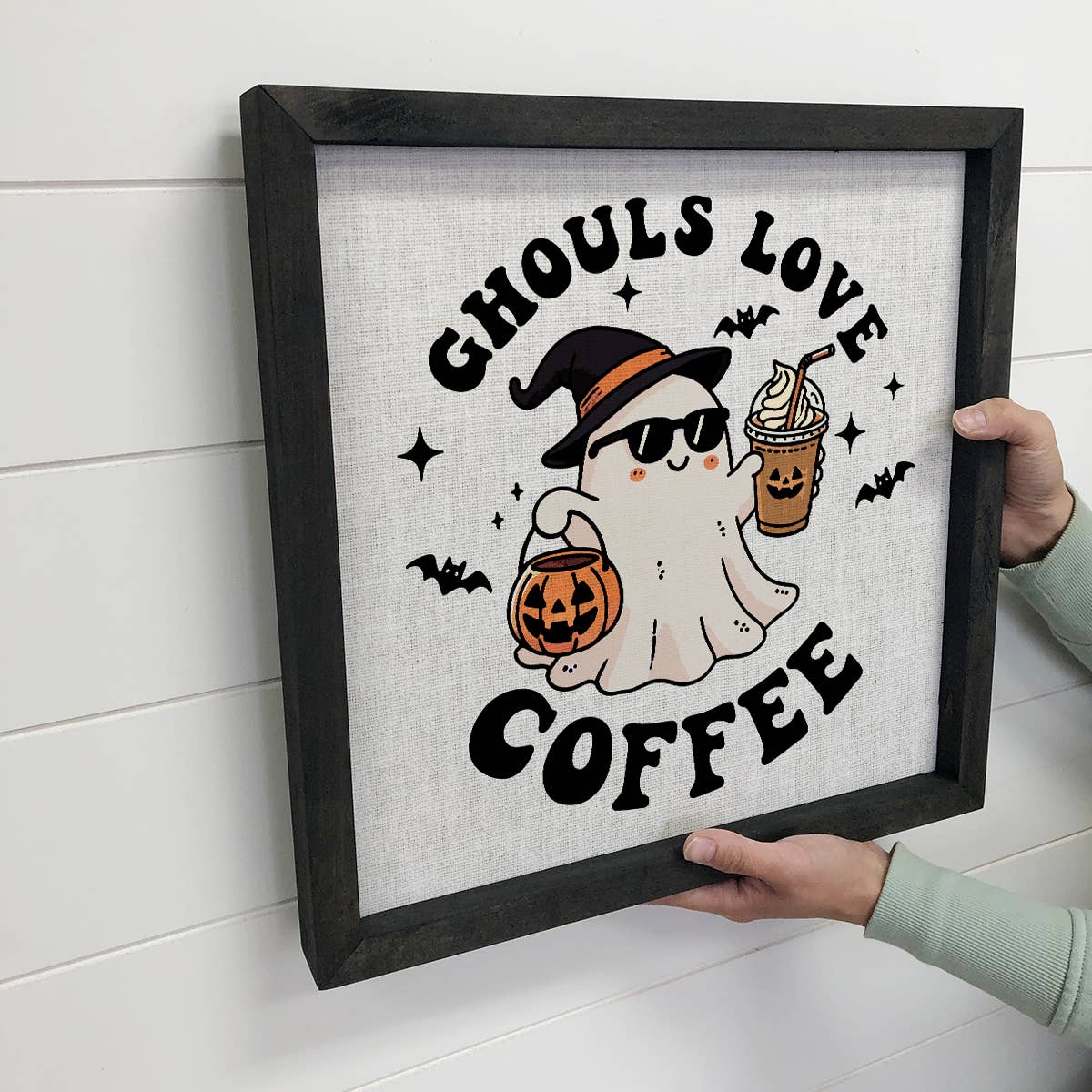 Funny Halloween Ghouls Love Coffee - Halloween Canvas Decor